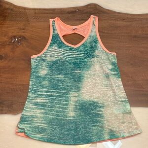 The North Face Green and Coral Women's Tank Top